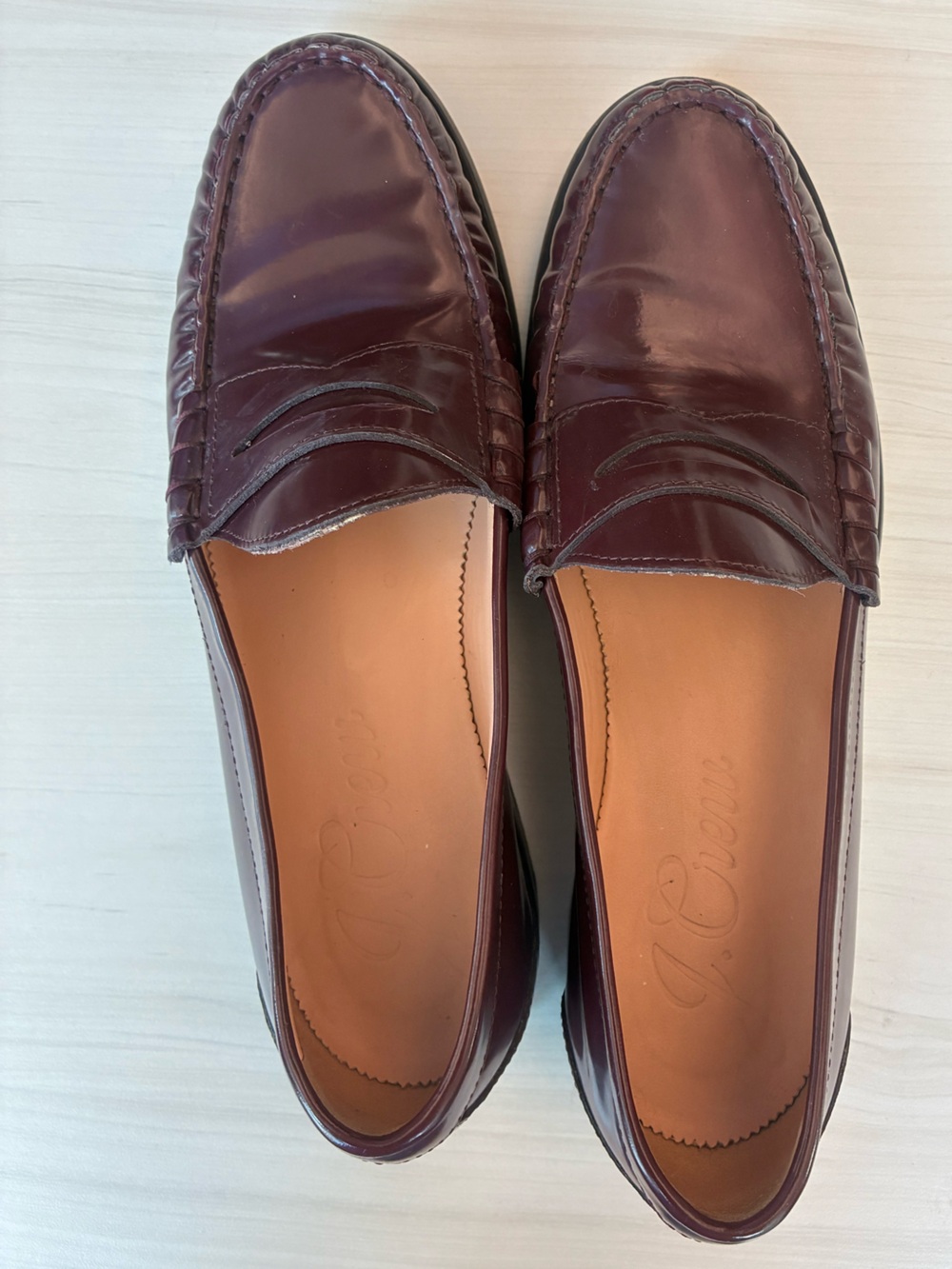 J.Crew burgundy leather penny loafer